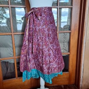 Indian Silk Blend Wrap Skirt